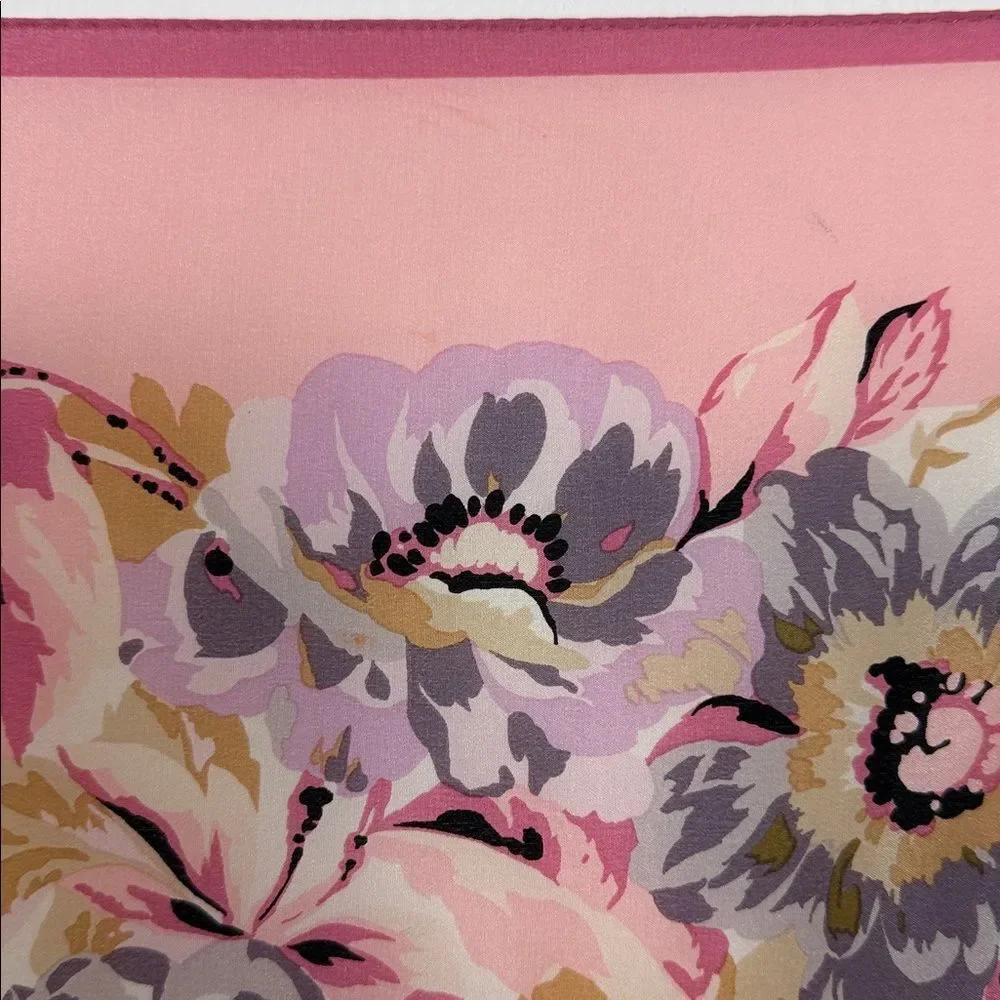 Adrienne Vittadini Pink Floral Silk Feel Square Scarf 31 x 29.5 Romantic